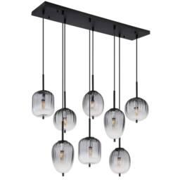 Netlighting Attila Cluster Pendant Matt Black Smoke Glass Shade 8x E14 - thumbnail 2