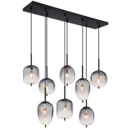 Netlighting Attila Cluster Pendant Matt Black Smoke Glass Shade 8x E14 - thumbnail 1