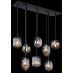Netlighting Attila Cluster Pendant Matt Black Smoke Glass Shade 8x E14 - thumbnail 5
