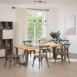 Berkfield Home Modern Dining Table Legs T-Shaped¬†2 pcs Natural Steel 90x35x(72 in Dark Grey - thumbnail 3