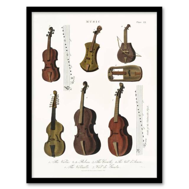 "Artery8 Violin Viola Cello Encyclopedia Londinensis Framed Wall Art Print in White - Size: W12"" x H16""" - image 1