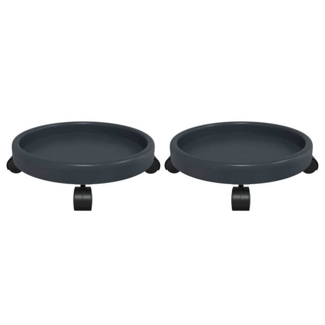 Berkfield Home Plant Trolleys with Wheels 2 pcs Grey Diameter 34 cm 35 kg - image 1