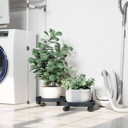 Berkfield Home Plant Trolleys with Wheels 2 pcs Grey Diameter 34 cm 35 kg - thumbnail 2