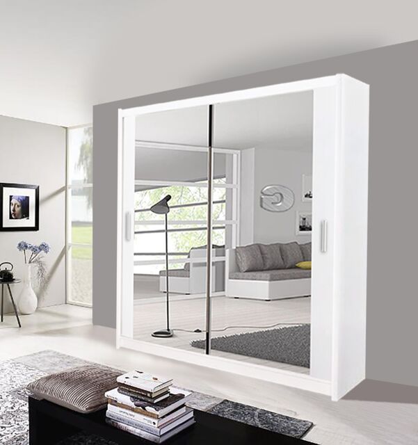 OLYMPIA FURNITURE Milan 100cm Sliding Mirror Door Wardrobe With Hanging Rails & Shelves Available In 4 Colour in White - Size: 100 cm - image 1