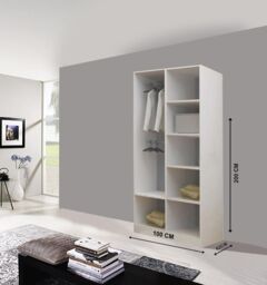 OLYMPIA FURNITURE Milan 100cm Sliding Mirror Door Wardrobe With Hanging Rails & Shelves Available In 4 Colour in White - Size: 100 cm - thumbnail 2