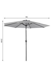 Garden Sanctuary Patio Umbrella 3M Rotating Garden Parasol with Floral-Pattern Base in Light Grey - thumbnail 2