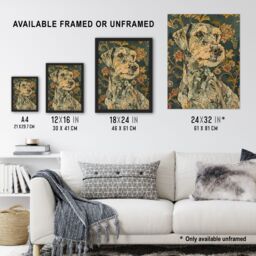 "Artery8 Abstract Portrait Dog in Flowers Painting Animal Wall Art Print in Green - Size: W12"" x H16""" - thumbnail 3