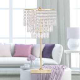 First Choice Lighting Cascada - Gold & Acrylic Crystal Jewelled Table Lamp - thumbnail 5
