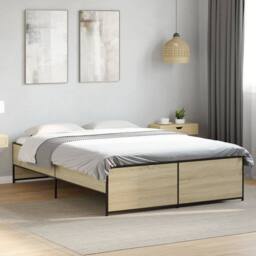 Berkfield Home Durable Bed Frame without Mattress Sonoma Oak 120x200 cm in Light Tan - Size: Small Double - thumbnail 2