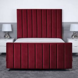 Living Comfort Bedz Empress Plush Velvet Upholstered Bed Slatted Base - 48Inch Headboard in Maroon - Size: Single - thumbnail 2