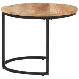 Berkfield Home Nesting Tables 3 pcs Rough Mango Wood in Brown - thumbnail 3
