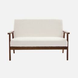 sweeek 2-seater Scandi-style Sofa In Boucle Light Walnut Stained Legs in Cream - thumbnail 2