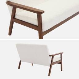 sweeek 2-seater Scandi-style Sofa In Boucle Light Walnut Stained Legs in Cream - thumbnail 3