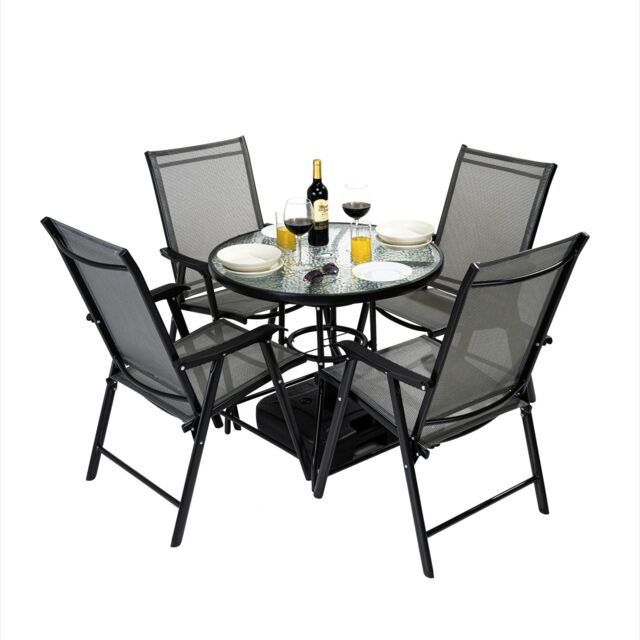 Luxury Living 5 Piece table & chairs garden Bistro Dining Set in Black - image 1
