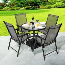 Luxury Living 5 Piece table & chairs garden Bistro Dining Set in Black - thumbnail 2