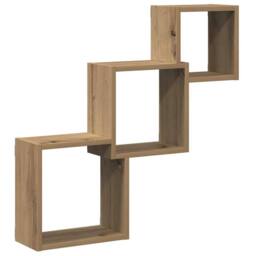Berkfield Home Wall Cube Shelves Artisan Oak 68x15x68 cm Engineered Wood in Brown - Size: 68 x 15 x 68 cm - thumbnail 3