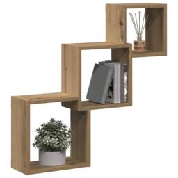 Berkfield Home Wall Cube Shelves Artisan Oak 68x15x68 cm Engineered Wood in Brown - Size: 68 x 15 x 68 cm - thumbnail 1