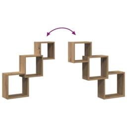 Berkfield Home Wall Cube Shelves Artisan Oak 68x15x68 cm Engineered Wood in Brown - Size: 68 x 15 x 68 cm - thumbnail 7