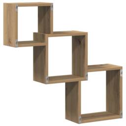 Berkfield Home Wall Cube Shelves Artisan Oak 68x15x68 cm Engineered Wood in Brown - Size: 68 x 15 x 68 cm - thumbnail 6