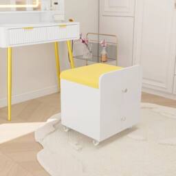 KORVIXA Yellow Vanity Stool with Storage Padded Seat - Size: 1000 Pieces - thumbnail 3