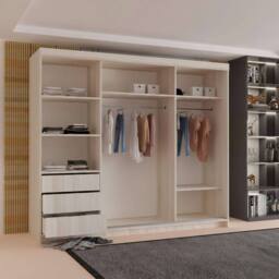 Sliding Wardrobes 4U Modern 3 Door Sliding Wardrobe-Bedroom cabinet 250cm x 217cm in Light Oak - Size: 250 cm x 217 cm - thumbnail 4
