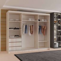 Sliding Wardrobes 4U Modern 3 Door Sliding Wardrobe-Bedroom cabinet 250cm x 217cm in Light Oak - Size: 250 cm x 217 cm - thumbnail 5