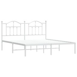 Berkfield Home Metal Bed Frame with Headboard White 183x213 cm - thumbnail 4