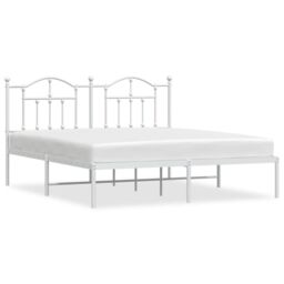 Berkfield Home Metal Bed Frame with Headboard White 183x213 cm - thumbnail 2