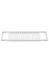 Living and Home Bamboo Bath Tray Bathtub Caddy for Bathroom Classic in White - thumbnail 6