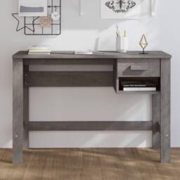 Berkfield Home Desk HAMAR Light Grey 110x40x75 cm Solid Wood Pine - Size: 110 x 40 x 75 cm - thumbnail 2