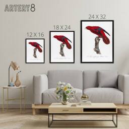 "Artery8 The Blue Fringed Red Lori Parrot Levaillant Framed Canvas Wall Art in White - Size: W12"" x H16""" - thumbnail 4