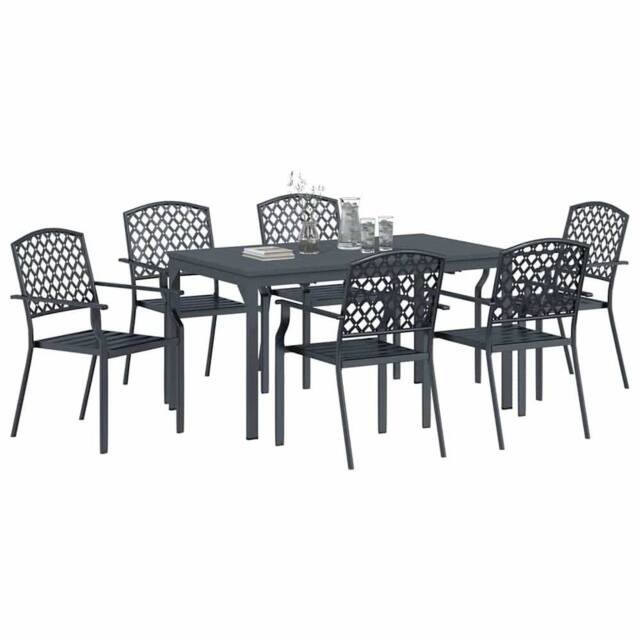 Berkfield Home Modern 7 Piece Garden Dining Set Anthracite Steel in Charcoal - image 1