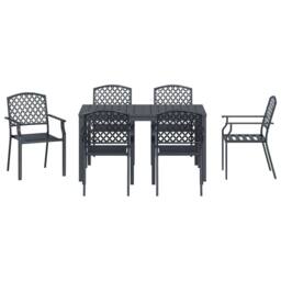 Berkfield Home Modern 7 Piece Garden Dining Set Anthracite Steel in Charcoal - thumbnail 7