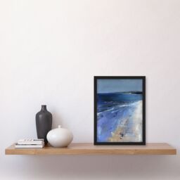 "Artery8 Exmouth Beach Devon England Modern Painting Framed Art Print in Blue - Size: W12"" x H16""" - thumbnail 4