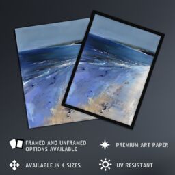 "Artery8 Exmouth Beach Devon England Modern Painting Framed Art Print in Blue - Size: W12"" x H16""" - thumbnail 2