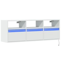 Berkfield Home TV Wall Cabinet with LED Lights White 130x31x45 cm - Size: 130 x 31 x 45 cm - thumbnail 3