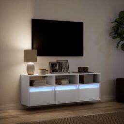Berkfield Home TV Wall Cabinet with LED Lights White 130x31x45 cm - Size: 130 x 31 x 45 cm - thumbnail 5
