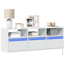 Berkfield Home TV Wall Cabinet with LED Lights White 130x31x45 cm - Size: 130 x 31 x 45 cm - thumbnail 1