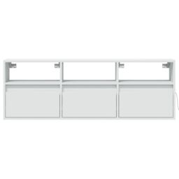 Berkfield Home TV Wall Cabinet with LED Lights White 130x31x45 cm - Size: 130 x 31 x 45 cm - thumbnail 6