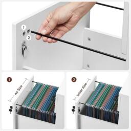 VOGREX White Lockable 2 Drawer Office Pedestal Filing Cabinet - thumbnail 6