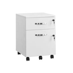 VOGREX White Lockable 2 Drawer Office Pedestal Filing Cabinet