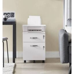VOGREX White Lockable 2 Drawer Office Pedestal Filing Cabinet - thumbnail 3