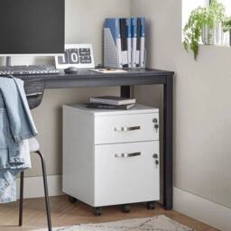 VOGREX White Lockable 2 Drawer Office Pedestal Filing Cabinet - thumbnail 4