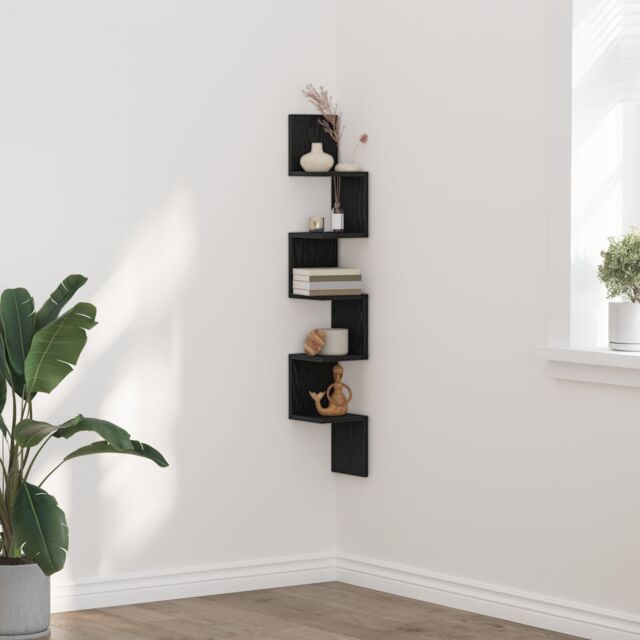 Berkfield Home Wall Corner Shelf - Black Oak, 20x20x127.5 cm, Made of Engineered Wood - Size: 20x20x127.5 cm - image 1