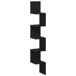 Berkfield Home Wall Corner Shelf - Black Oak, 20x20x127.5 cm, Made of Engineered Wood - Size: 20x20x127.5 cm - thumbnail 2