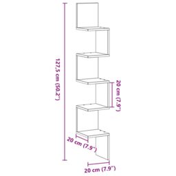 Berkfield Home Wall Corner Shelf - Black Oak, 20x20x127.5 cm, Made of Engineered Wood - Size: 20x20x127.5 cm - thumbnail 8