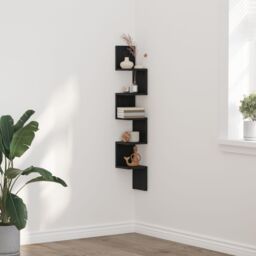 Berkfield Home Wall Corner Shelf - Black Oak, 20x20x127.5 cm, Made of Engineered Wood - Size: 20x20x127.5 cm - thumbnail 1