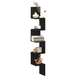 Berkfield Home Wall Corner Shelf - Black Oak, 20x20x127.5 cm, Made of Engineered Wood - Size: 20x20x127.5 cm - thumbnail 3
