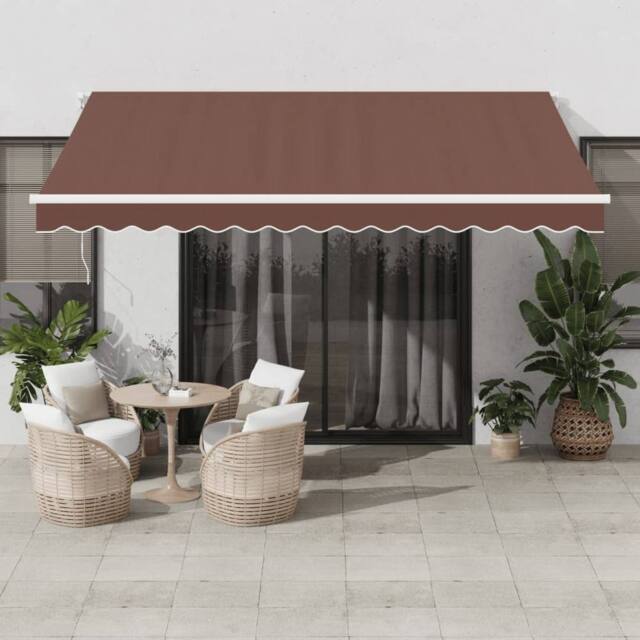 Berkfield Home Manual Retractable Awning with LED Brown 400x300 cm - image 1