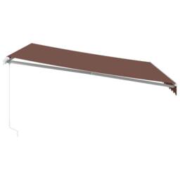 Berkfield Home Manual Retractable Awning with LED Brown 400x300 cm - thumbnail 5